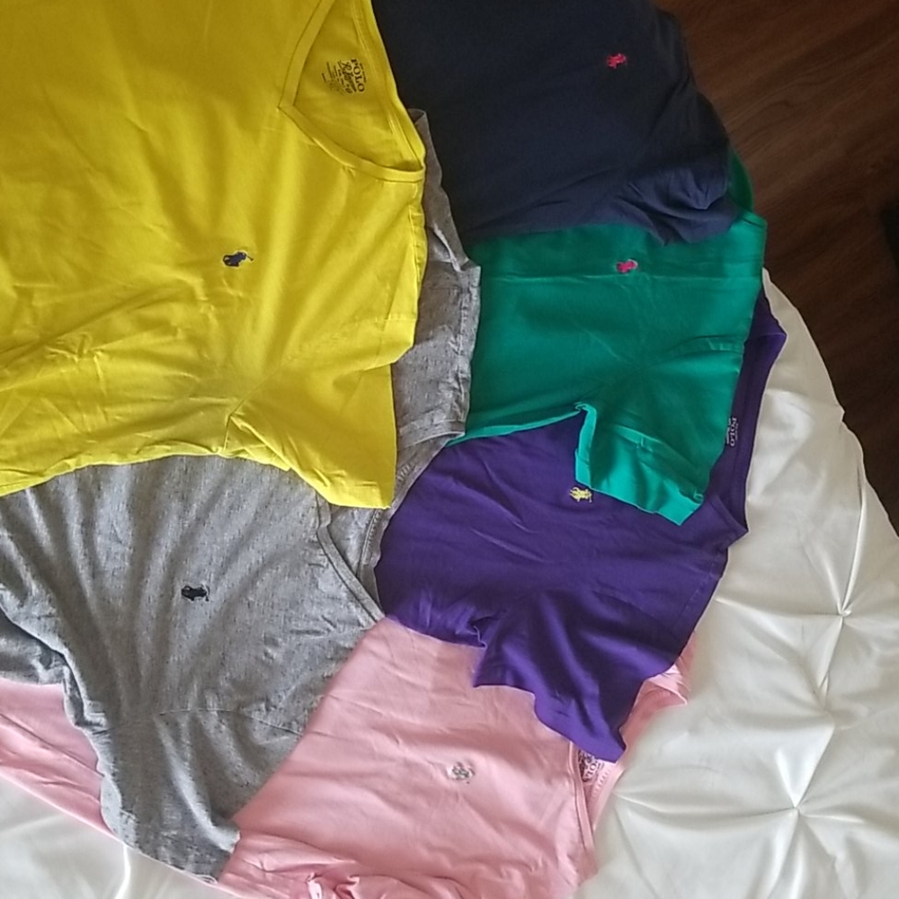 Six Ralph Lauren Mens XL VNeck T-shirts